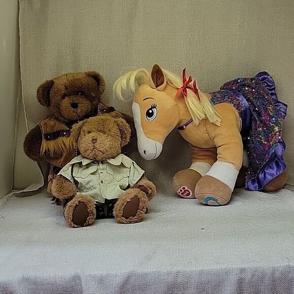 ORIGINAL BUILD-A-BEAR' PALOMINO' HORSES & HEARTS ' PONY AND BEAR FRIENDS - Picture 1 of 14